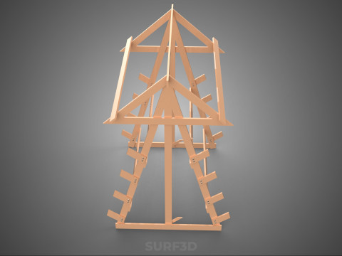 나무 목재 스탠드 프레임 디스플레이 랙 보관 팔 선반 DIY 장치 3D 모델