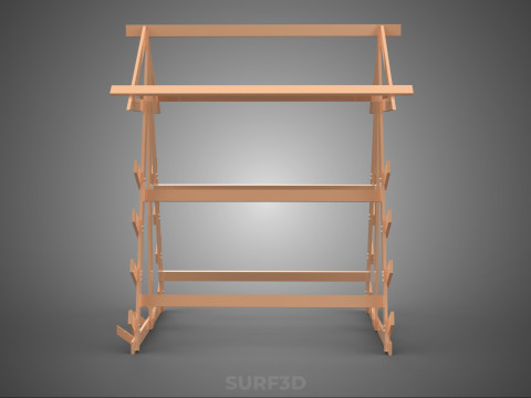 나무 목재 스탠드 프레임 디스플레이 랙 보관 팔 선반 DIY 장치 3D 모델