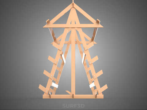 나무 목재 스탠드 프레임 디스플레이 랙 보관 팔 선반 DIY 장치 3D 모델