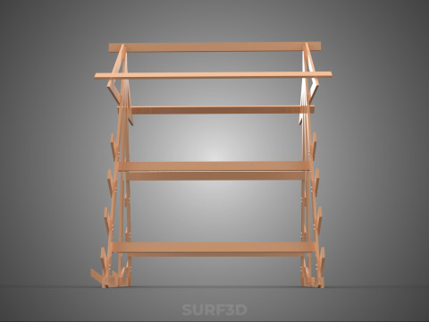 나무 목재 스탠드 프레임 디스플레이 랙 보관 팔 선반 DIY 장치 3D 모델