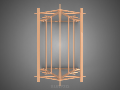 나무 목재 스탠드 프레임 디스플레이 랙 보관 팔 선반 DIY 장치 3D 모델