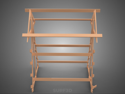 나무 목재 스탠드 프레임 디스플레이 랙 보관 팔 선반 DIY 장치 3D 모델