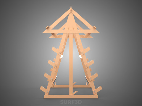 나무 목재 스탠드 프레임 디스플레이 랙 보관 팔 선반 DIY 장치 3D 모델