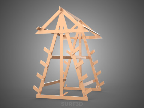 나무 목재 스탠드 프레임 디스플레이 랙 보관 팔 선반 DIY 장치 3D 모델