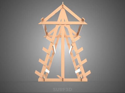 나무 목재 스탠드 프레임 디스플레이 랙 보관 팔 선반 DIY 장치 3D 모델