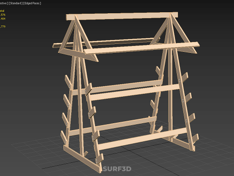 나무 목재 스탠드 프레임 디스플레이 랙 보관 팔 선반 DIY 장치 3D 모델