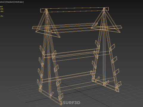 나무 목재 스탠드 프레임 디스플레이 랙 보관 팔 선반 DIY 장치 3D 모델