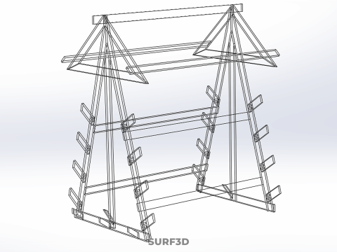 나무 목재 스탠드 프레임 디스플레이 랙 보관 팔 선반 DIY 장치 3D 모델