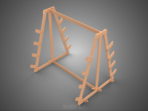 쇼핑 유틸리티 스탠드 목재 프레임 디스플레이 랙 보관 암 선반 3D 모델