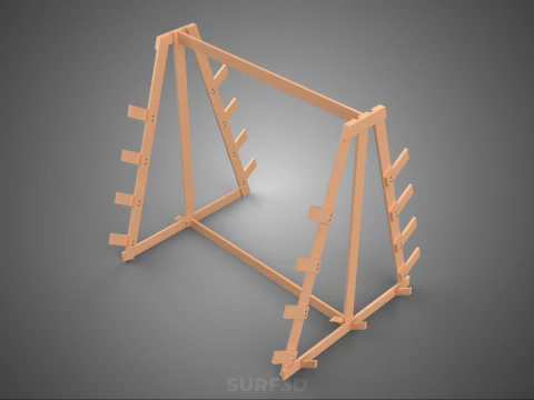 SHOP UTILITY STAND WOOD FRAME DISPLAY RACK STORAGE ARM SHELVING 3D Model