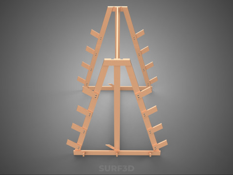 쇼핑 유틸리티 스탠드 목재 프레임 디스플레이 랙 보관 암 선반 3D 모델