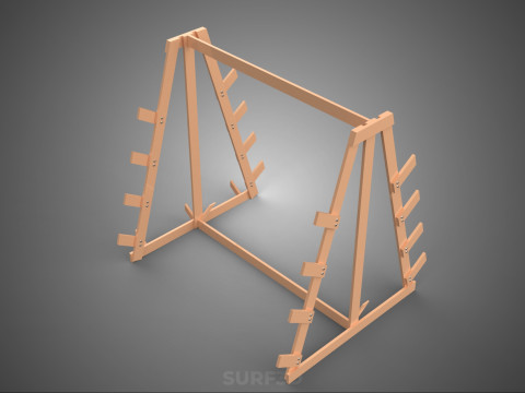 쇼핑 유틸리티 스탠드 목재 프레임 디스플레이 랙 보관 암 선반 3D 모델