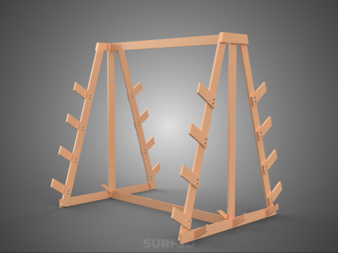 쇼핑 유틸리티 스탠드 목재 프레임 디스플레이 랙 보관 암 선반 3D 모델