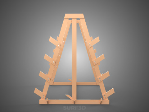 쇼핑 유틸리티 스탠드 목재 프레임 디스플레이 랙 보관 암 선반 3D 모델