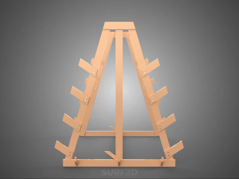 SHOP UTILITY STAND WOOD FRAME DISPLAY RACK STORAGE ARM SHELVING 3D Model