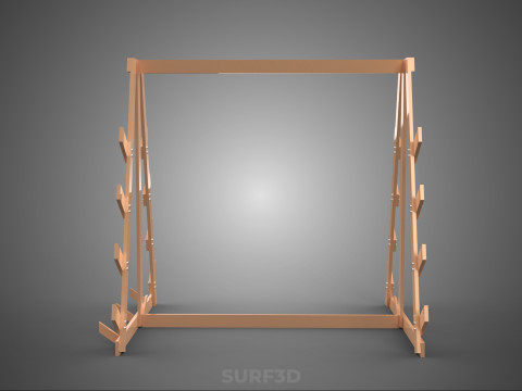 쇼핑 유틸리티 스탠드 목재 프레임 디스플레이 랙 보관 암 선반 3D 모델