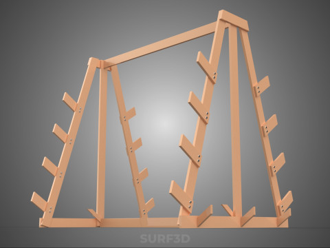 쇼핑 유틸리티 스탠드 목재 프레임 디스플레이 랙 보관 암 선반 3D 모델