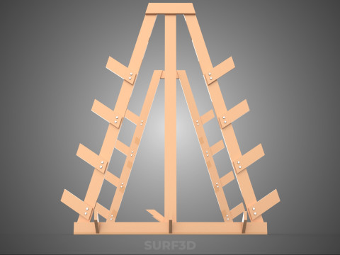 쇼핑 유틸리티 스탠드 목재 프레임 디스플레이 랙 보관 암 선반 3D 모델