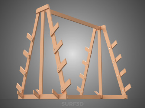 쇼핑 유틸리티 스탠드 목재 프레임 디스플레이 랙 보관 암 선반 3D 모델