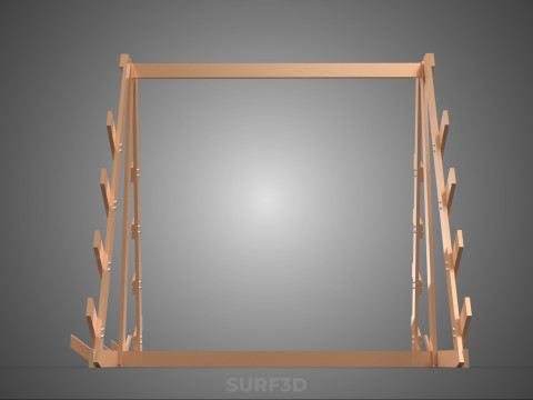 쇼핑 유틸리티 스탠드 목재 프레임 디스플레이 랙 보관 암 선반 3D 모델