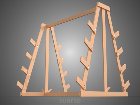 쇼핑 유틸리티 스탠드 목재 프레임 디스플레이 랙 보관 암 선반 3D 모델