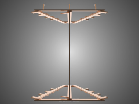 쇼핑 유틸리티 스탠드 목재 프레임 디스플레이 랙 보관 암 선반 3D 모델