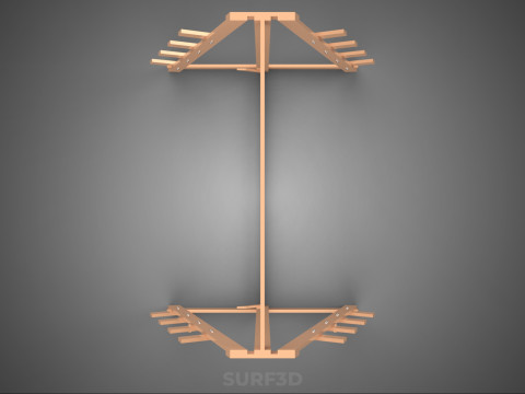 쇼핑 유틸리티 스탠드 목재 프레임 디스플레이 랙 보관 암 선반 3D 모델