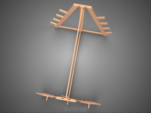 쇼핑 유틸리티 스탠드 목재 프레임 디스플레이 랙 보관 암 선반 3D 모델