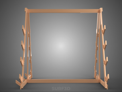 쇼핑 유틸리티 스탠드 목재 프레임 디스플레이 랙 보관 암 선반 3D 모델