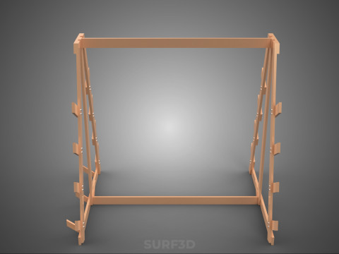 쇼핑 유틸리티 스탠드 목재 프레임 디스플레이 랙 보관 암 선반 3D 모델