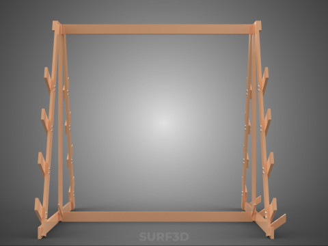 쇼핑 유틸리티 스탠드 목재 프레임 디스플레이 랙 보관 암 선반 3D 모델