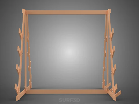 SHOP UTILITY STAND WOOD FRAME DISPLAY RACK STORAGE ARM SHELVING 3D Model
