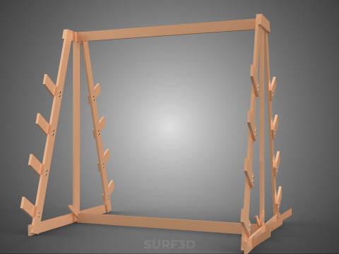 쇼핑 유틸리티 스탠드 목재 프레임 디스플레이 랙 보관 암 선반 3D 모델