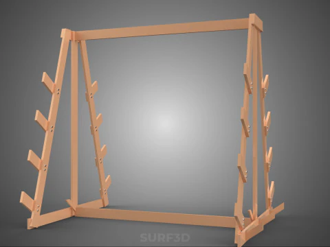 SHOP UTILITY STAND WOOD FRAME DISPLAY RACK STORAGE ARM SHELVING 3D Model