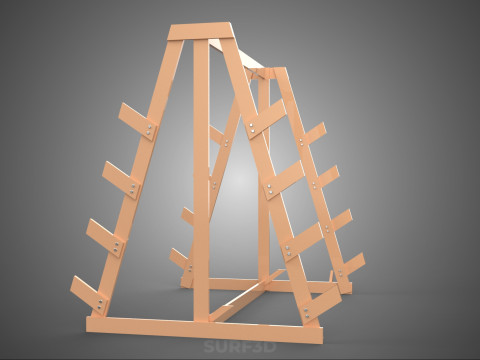 쇼핑 유틸리티 스탠드 목재 프레임 디스플레이 랙 보관 암 선반 3D 모델