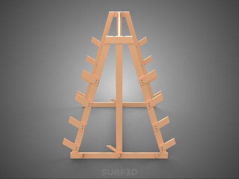 쇼핑 유틸리티 스탠드 목재 프레임 디스플레이 랙 보관 암 선반 3D 모델