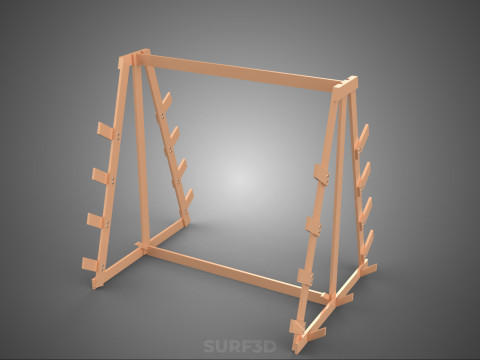 쇼핑 유틸리티 스탠드 목재 프레임 디스플레이 랙 보관 암 선반 3D 모델