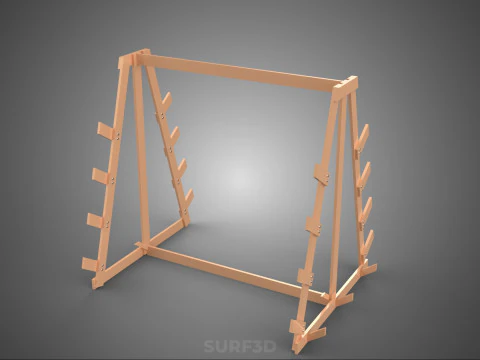 SHOP UTILITY STAND WOOD FRAME DISPLAY RACK STORAGE ARM SHELVING 3D Model