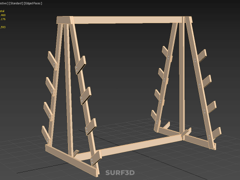 쇼핑 유틸리티 스탠드 목재 프레임 디스플레이 랙 보관 암 선반 3D 모델