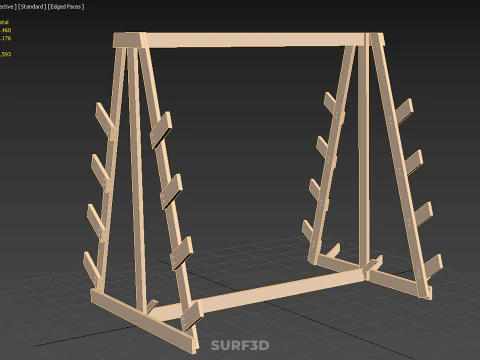 SHOP UTILITY STAND WOOD FRAME DISPLAY RACK STORAGE ARM SHELVING 3D Model