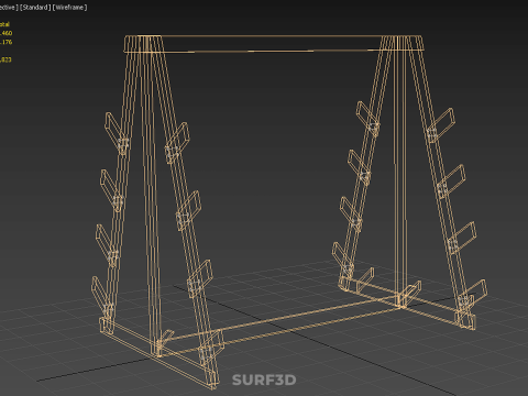 쇼핑 유틸리티 스탠드 목재 프레임 디스플레이 랙 보관 암 선반 3D 모델
