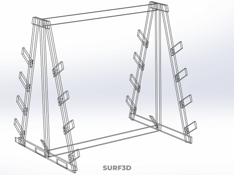 쇼핑 유틸리티 스탠드 목재 프레임 디스플레이 랙 보관 암 선반 3D 모델
