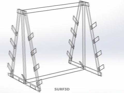 SHOP UTILITY STAND WOOD FRAME DISPLAY RACK STORAGE ARM SHELVING 3D Model
