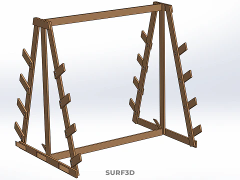 SHOP UTILITY STAND WOOD FRAME DISPLAY RACK STORAGE ARM SHELVING 3D Model