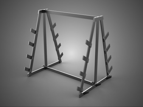 FITNESS FRONT BARBELL DUMBBELLS RACK HOLD BAR WEIGHT STAND GYM IN 3D Model