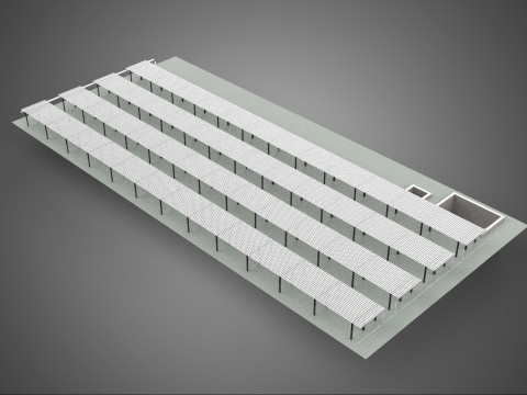 LAYOUT PARALLEL ROWS PLANT CROP FARM MODERN CULTIVATION FACTORY 3D Model