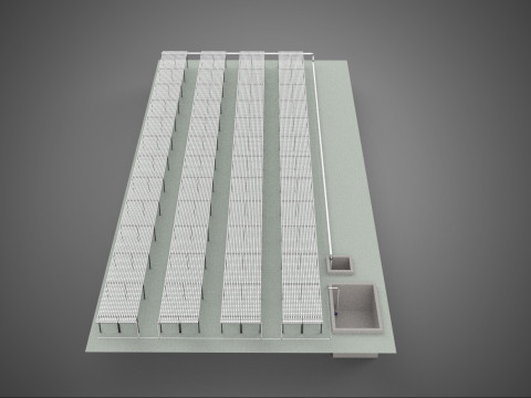 LAYOUT PARALLEL ROWS PLANT CROP FARM MODERN CULTIVATION FACTORY 3D Model