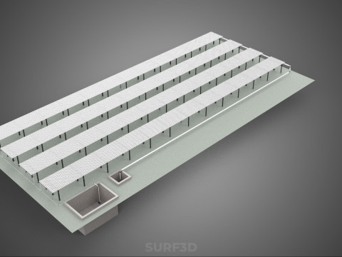 LAYOUT PARALLEL ROWS PLANT CROP FARM MODERN CULTIVATION FACTORY 3D Model