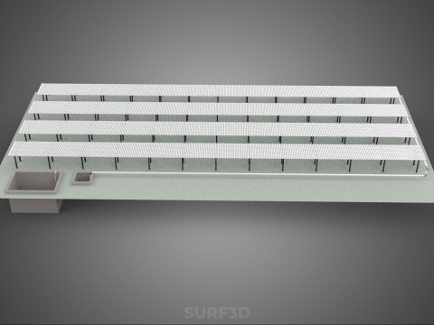LAYOUT PARALLEL ROWS PLANT CROP FARM MODERN CULTIVATION FACTORY 3D Model
