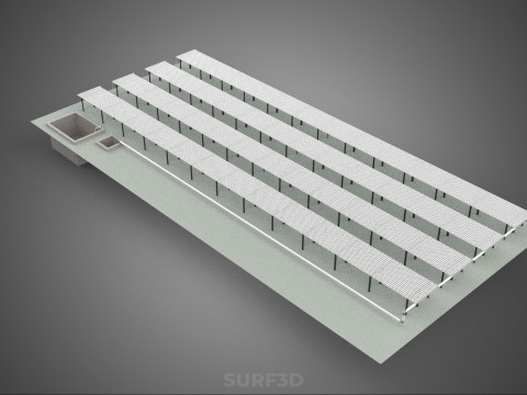 LAYOUT PARALLEL ROWS PLANT CROP FARM MODERN CULTIVATION FACTORY 3D Model